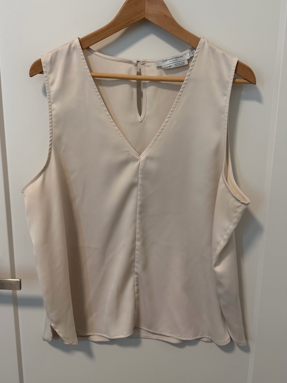 Contempo Cream V-Neck Satin-Cami